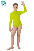 BODY DANZA COLLO ALTO LYCRA VERDE MELA BAMBINA